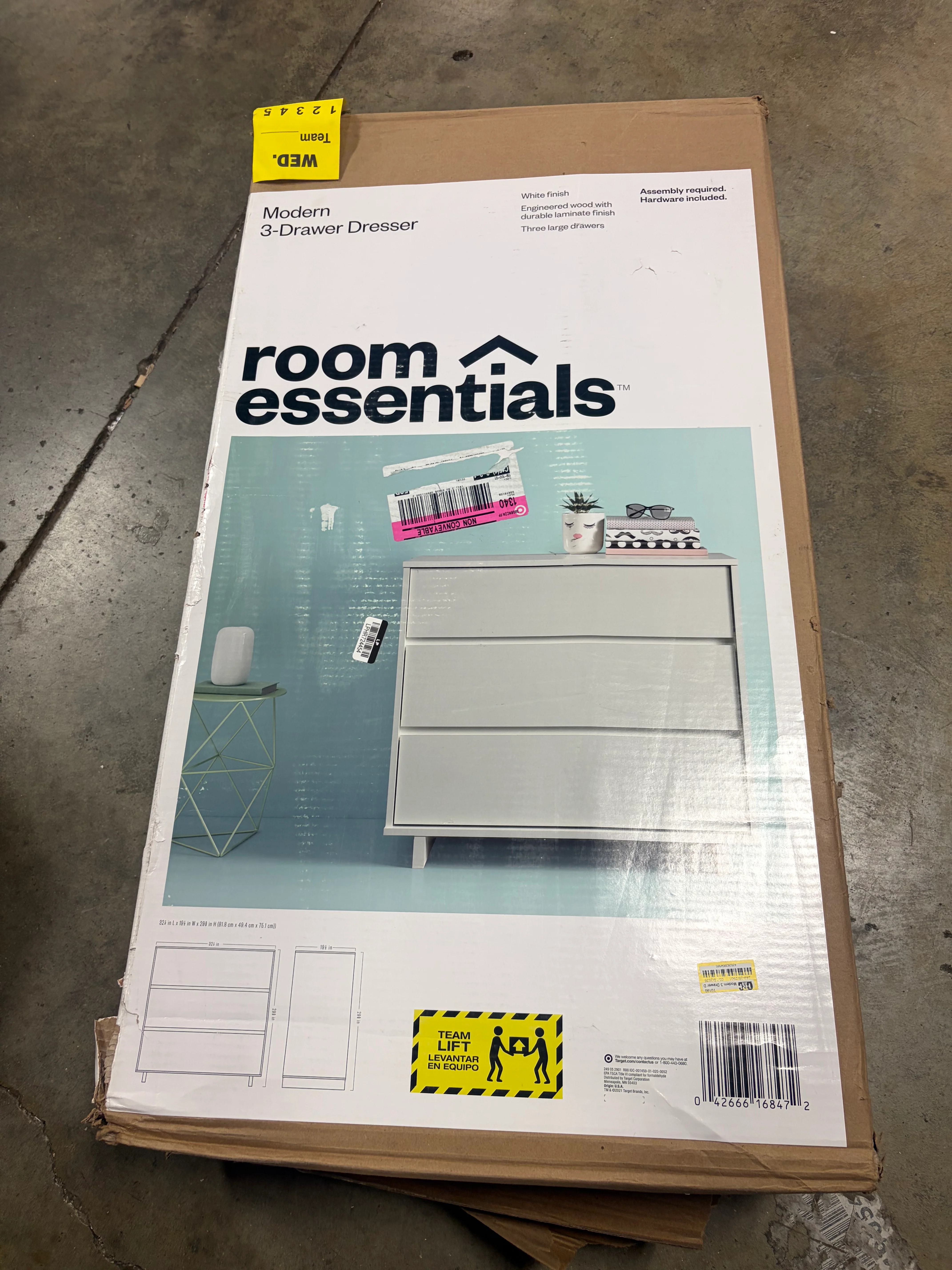 Modern 3 Drawer Dresser White - Image 6