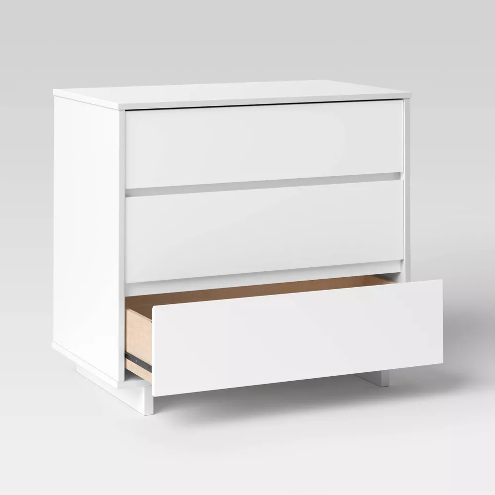 Modern 3 Drawer Dresser White - Image 2