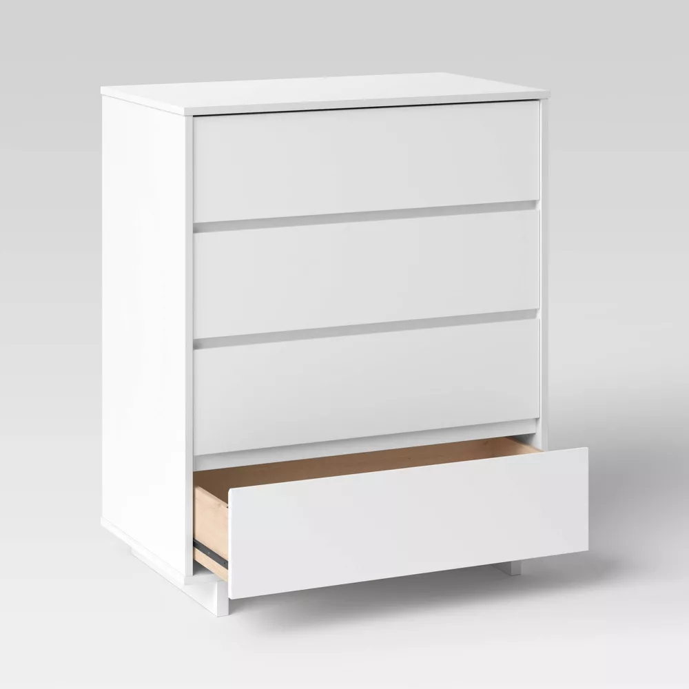 Modern 4 Drawer Dresser Pure White - Image 4
