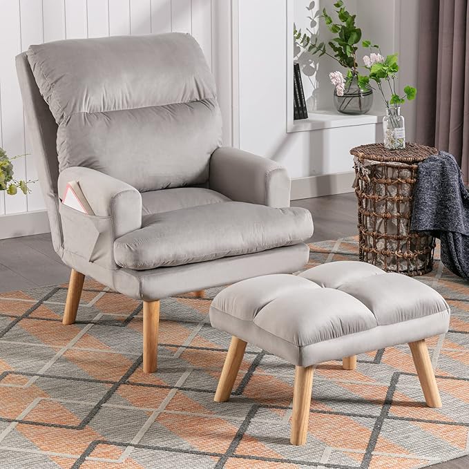 Modern Accent Chair with Ottoman SHOWROOM ITEM