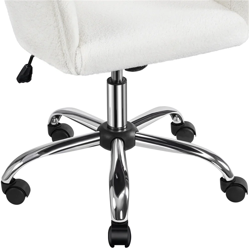 Modern Boucle Height-Adjustable Desk Chair, Ivory - Image 4