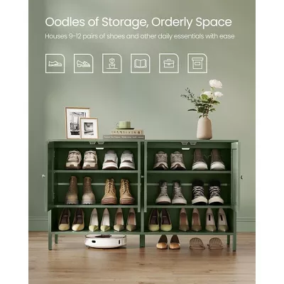Modern Country Shoe Cabinet, 3-Tier Shoe Organizer, Forest Green Shoe Shelf - Stylish and Functional Storage Solution for Entryway - Image 4