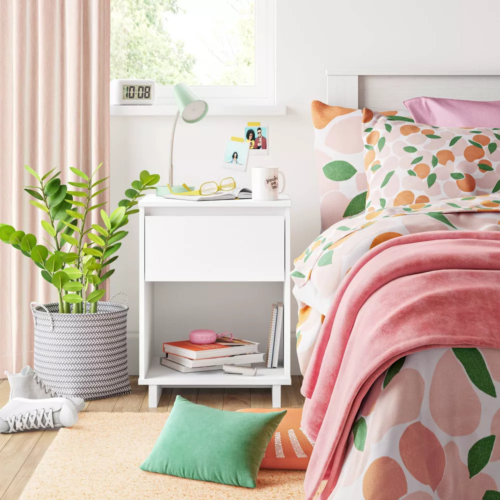 Modern Dorm Nightstand White - Image 3