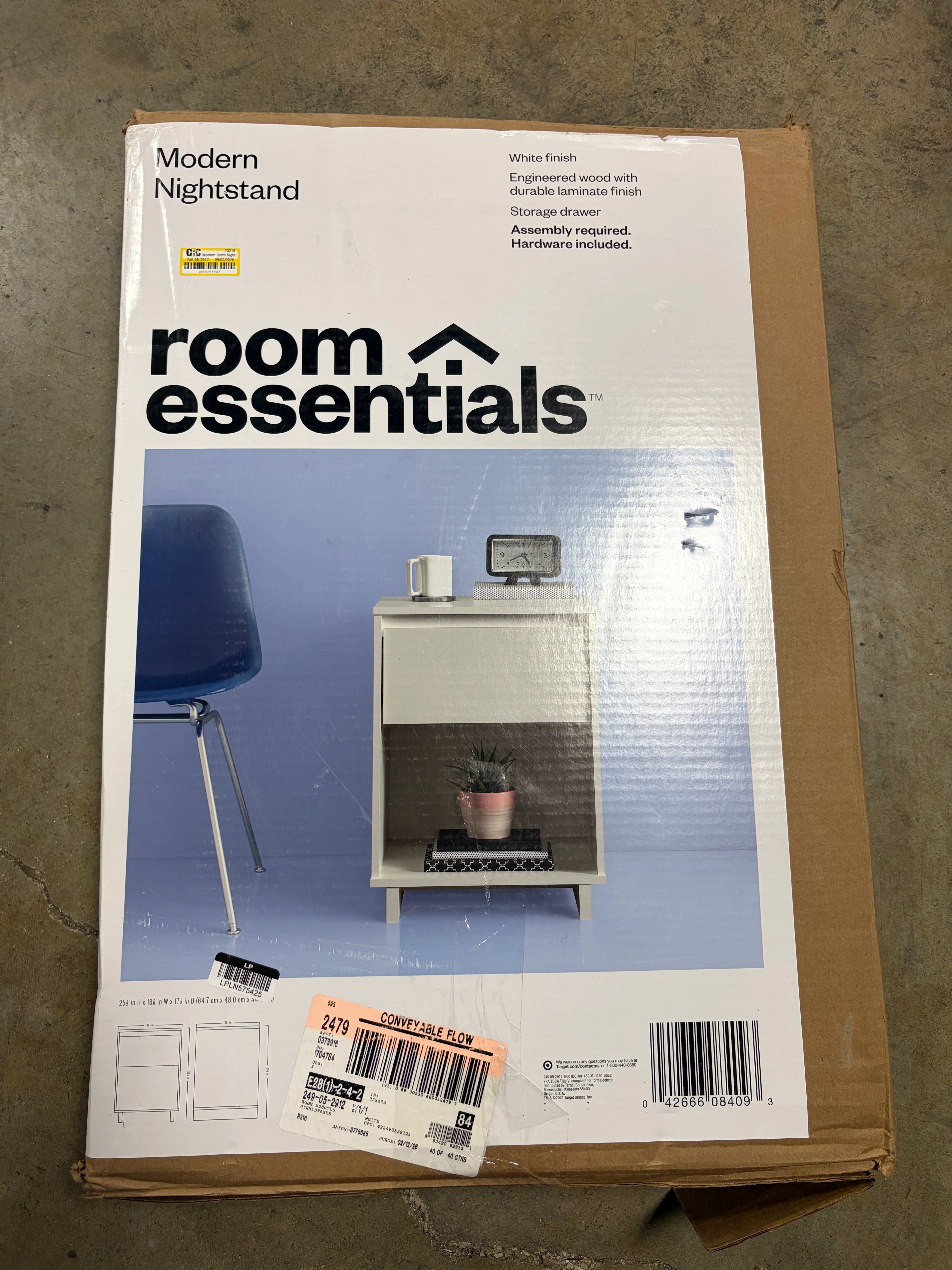 Modern Dorm Nightstand White - Image 5