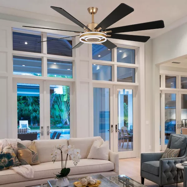 Modern Gold LED Ceiling Fan 6-Speed Reversible Chandelier - Image 4