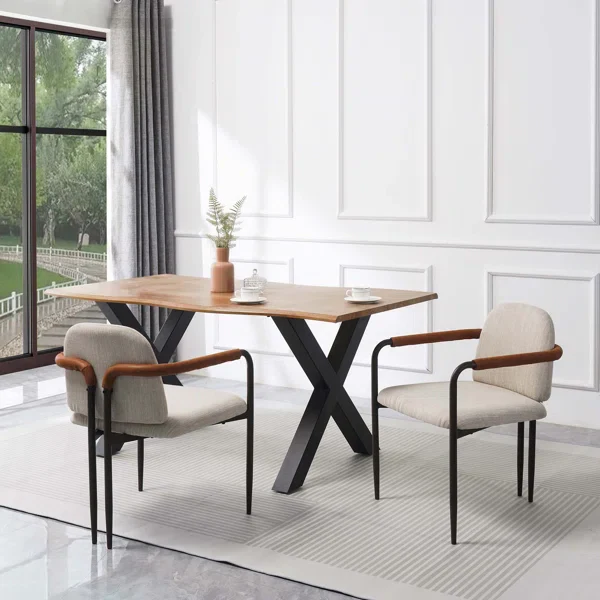 Modern Iron Frame Dinning Chair With Armrest(Set Of 2) - Image 5