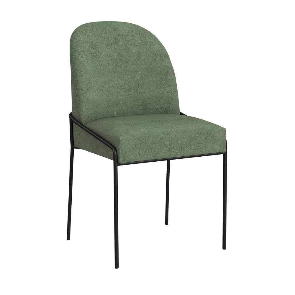 Modern Metal Dining Chair Loden Green Velvet - Image 5