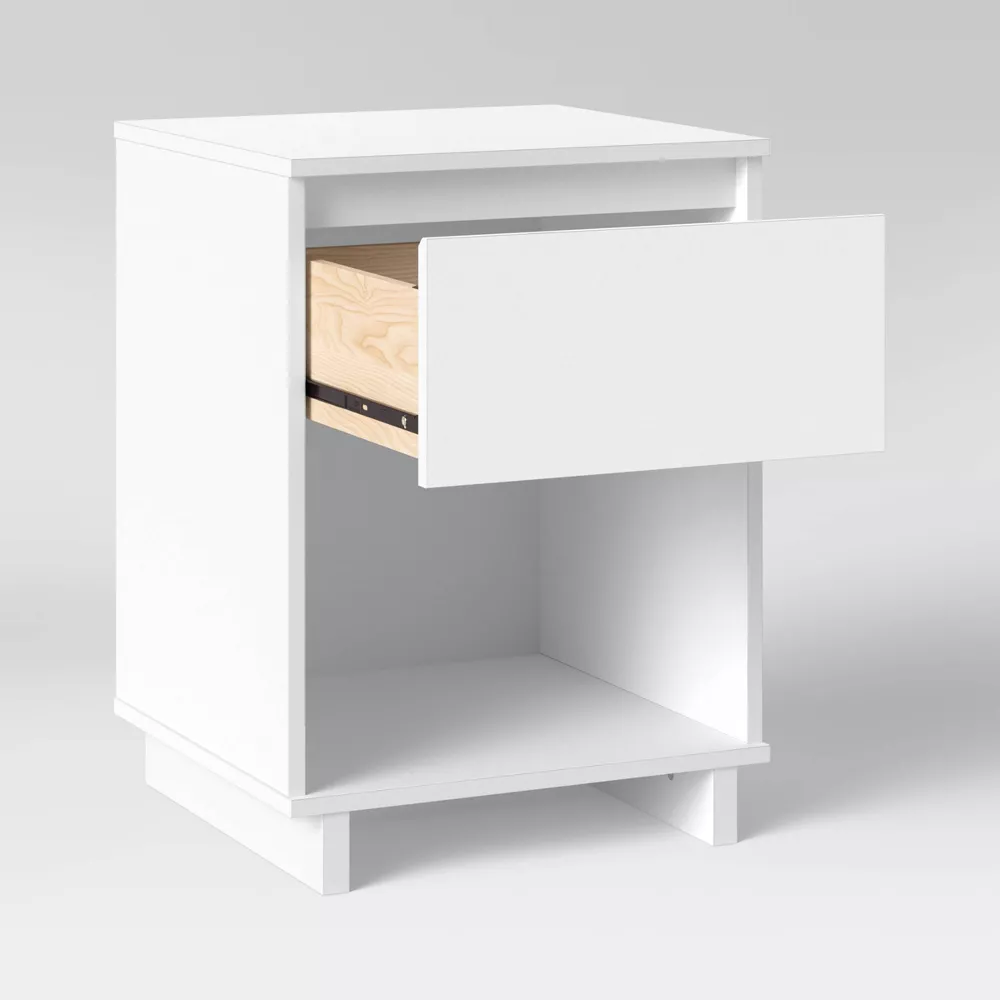 Modern Nightstand with Storage Drawer White