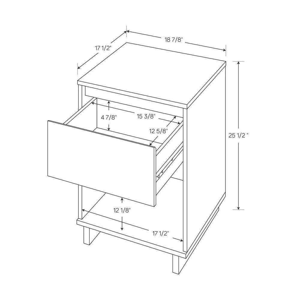 Modern Nightstand with Storage Drawer White - Image 4