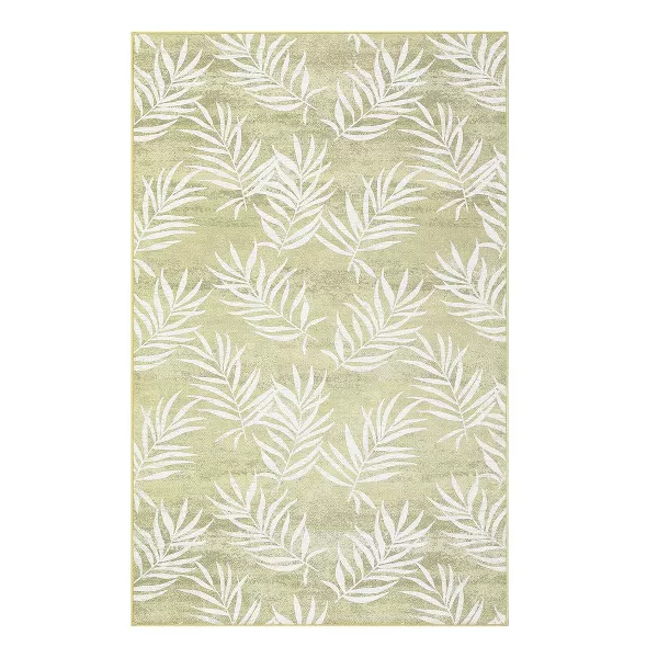 Modern Outdoor Rug, Washable Indoor/Outdoor Area Rug With Tropical Leaf Pattern, Non-Shedding, Pet & Kid-Friendly Carpet 9x12