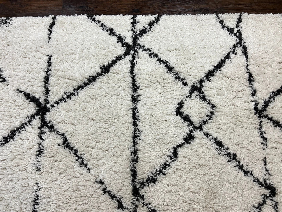 Modern Shag Rug 5x7 Ivory and Black Area Rug - Image 4