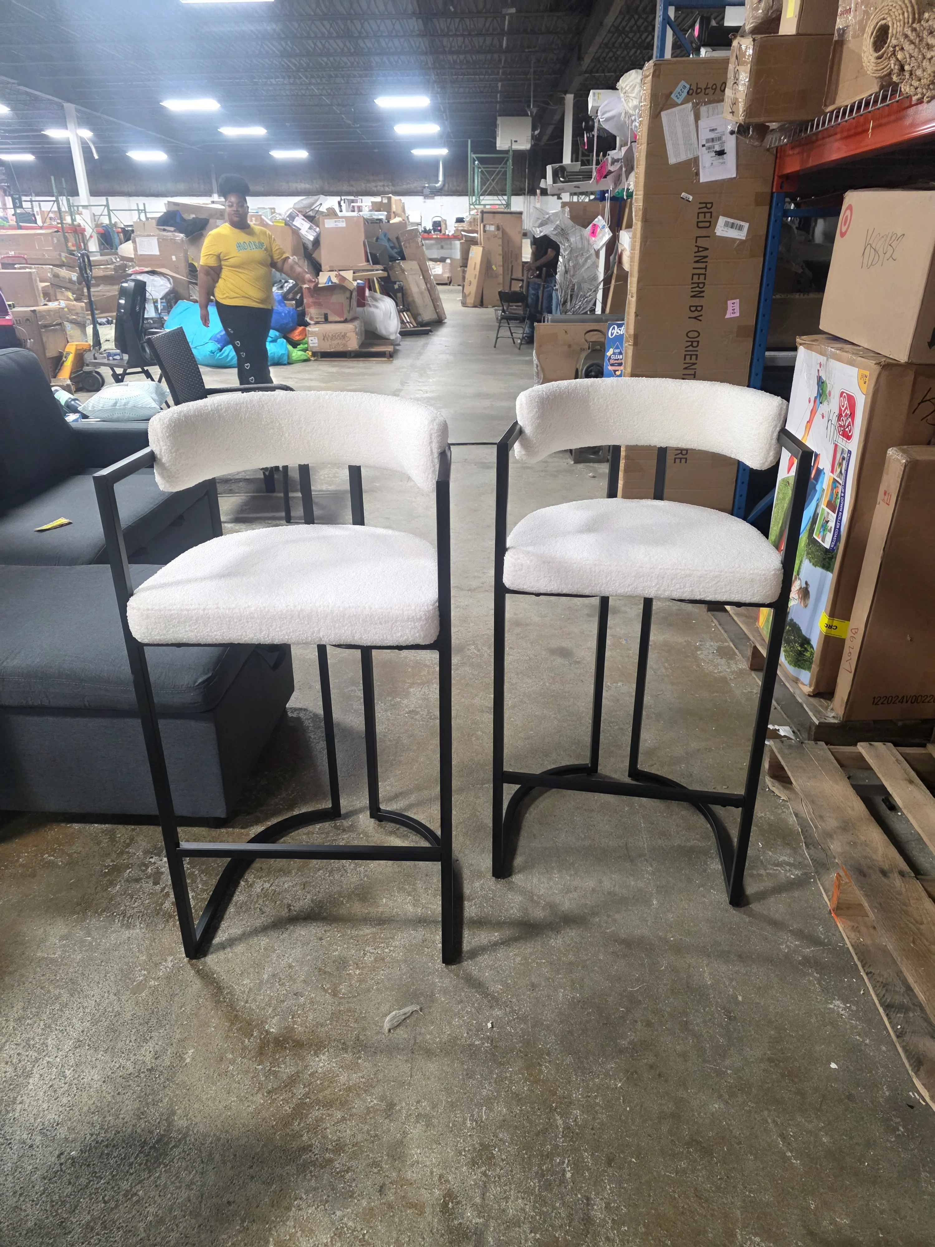 Modern Upholstered Hollow Bar Stool - (Set of 2) - SHOWROOM ITEM - Image 2
