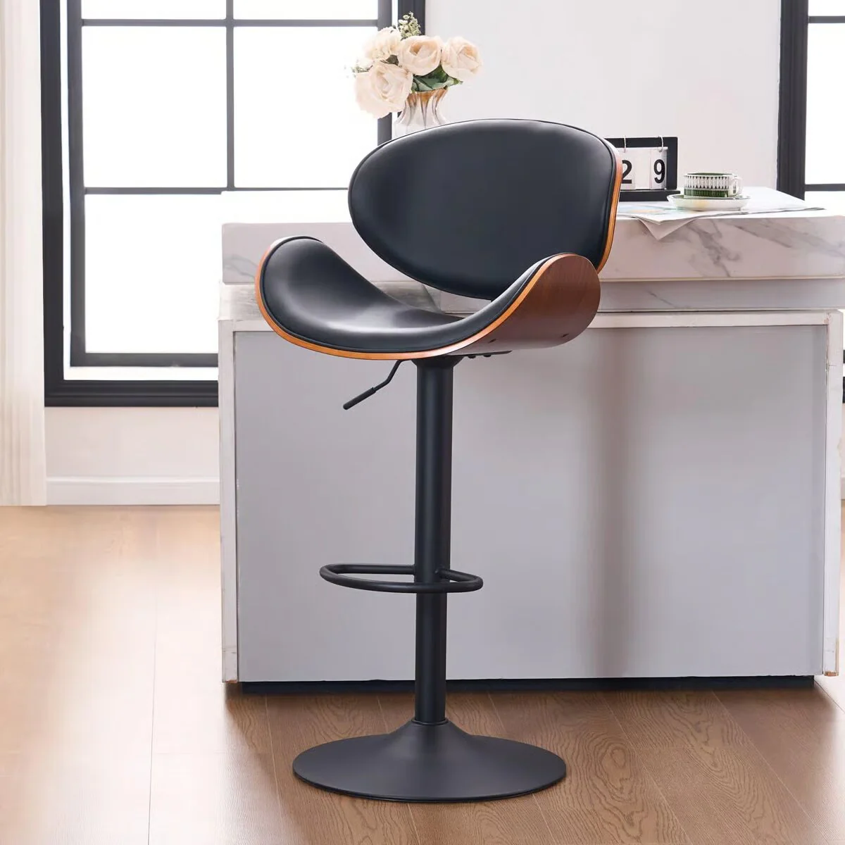 Modern Upholstered Swivel Barstool