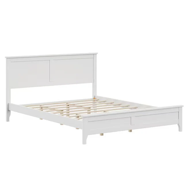 Modern White Solid Wood Queen Platform Bed Queen - Image 2