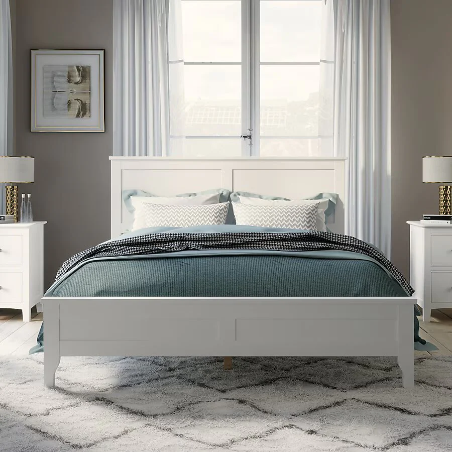 Modern White Solid Wood Queen Platform Bed Queen - Image 3