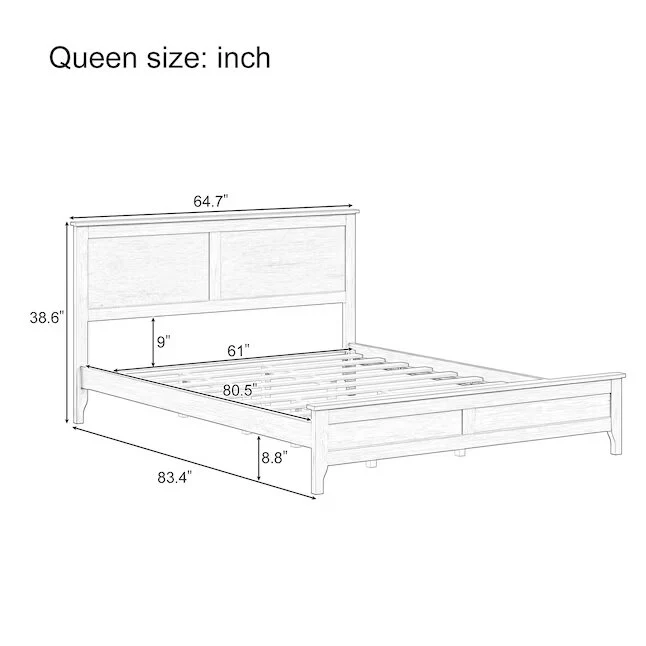 Modern White Solid Wood Queen Platform Bed Queen - Image 4