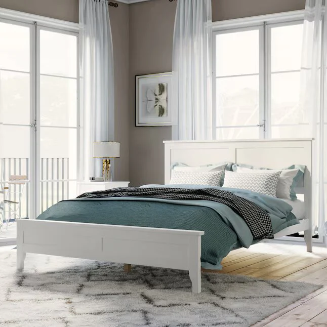 Modern White Solid Wood Queen Platform Bed Queen - Image 5