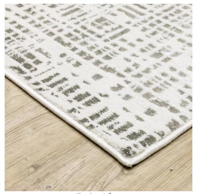 Monticello White/Gray Distressed Geometric Abstract Polyester Indoor Area Rug 10 x 13 - Image 2