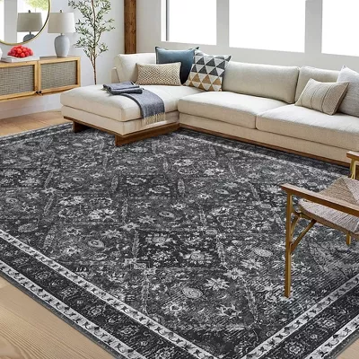 Moroccan Trellis Area Rug Vintage Floral Distressed Rug - 8'x10' - Image 4