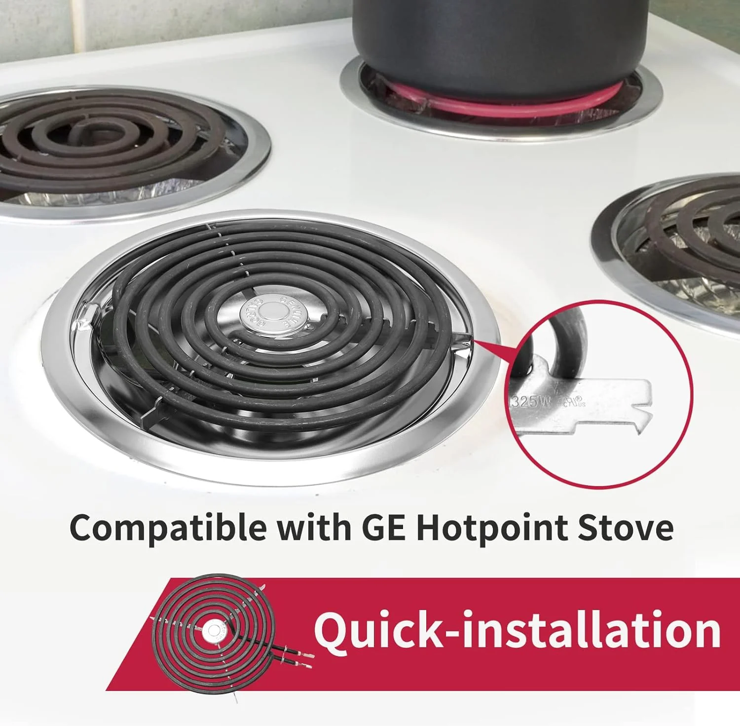 Electric Stove Burner Element Replacement Set 4 Pack Silver Drip Pans - Image 5