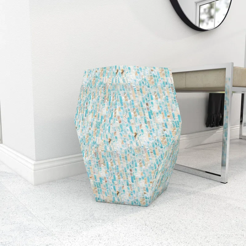 Multi Colored Mother of Pearl Handmade Accent Table SHOWROOM ITEM