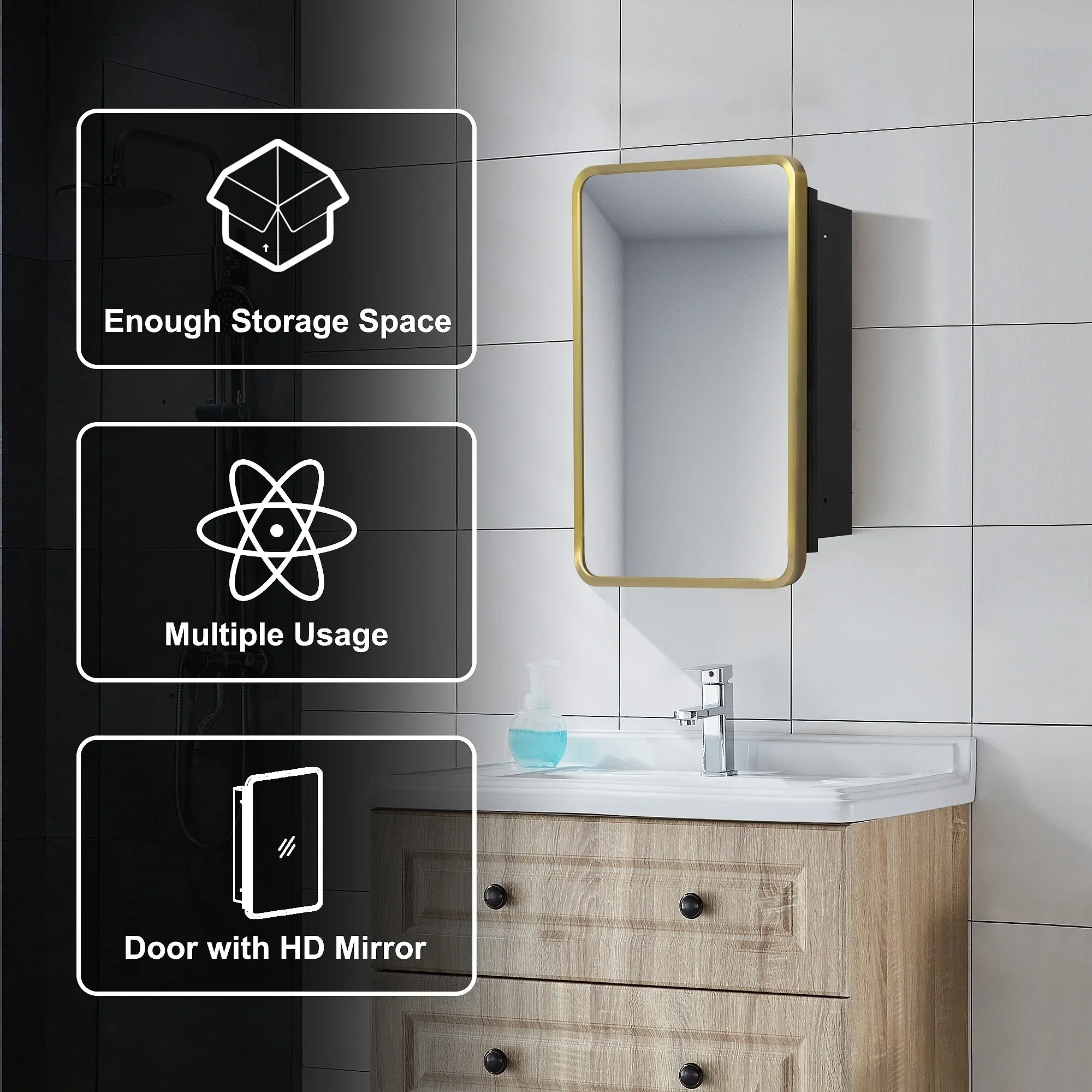 Bathroom Wall-Mounted Mirrored Cabinet - Image 5