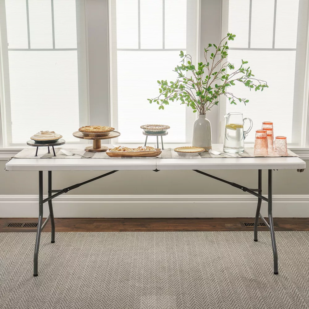 Multipurpose Banquet Fold-In-Half Table Lightweight Durable Desk - Image 2