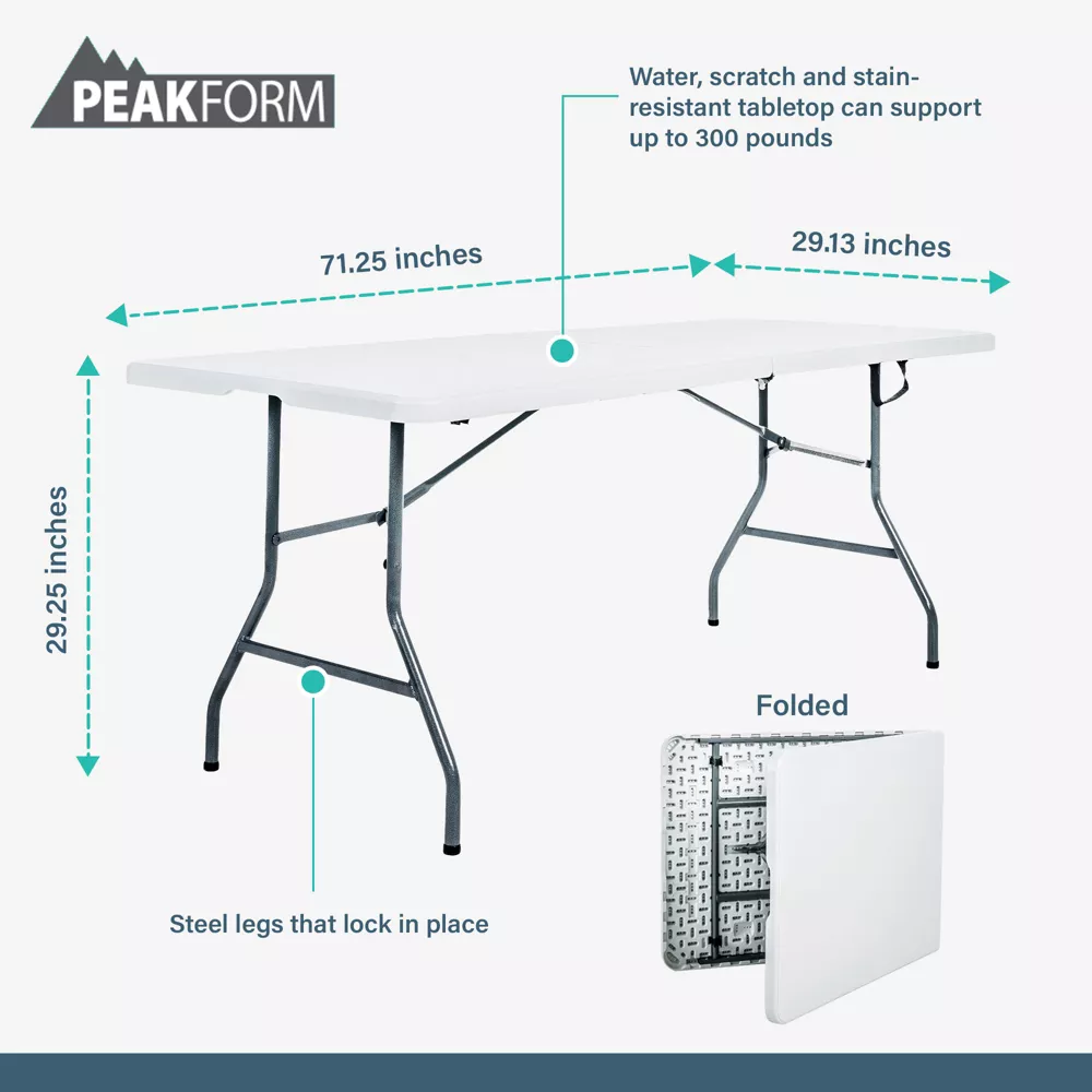 Multipurpose Banquet Fold-In-Half Table Lightweight Durable Desk - Image 4