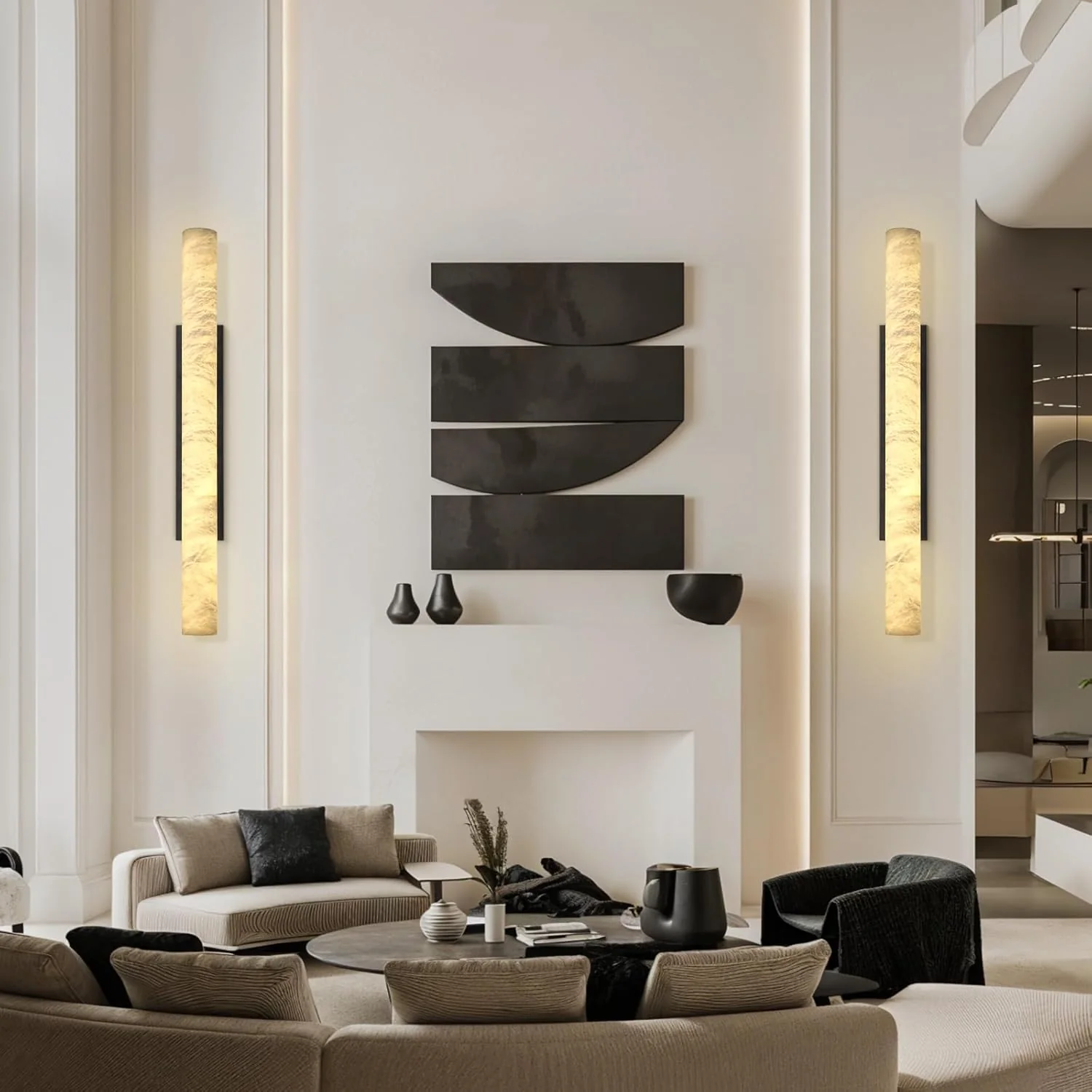 Natural Alabaster Wall Sconces, Black - Image 3