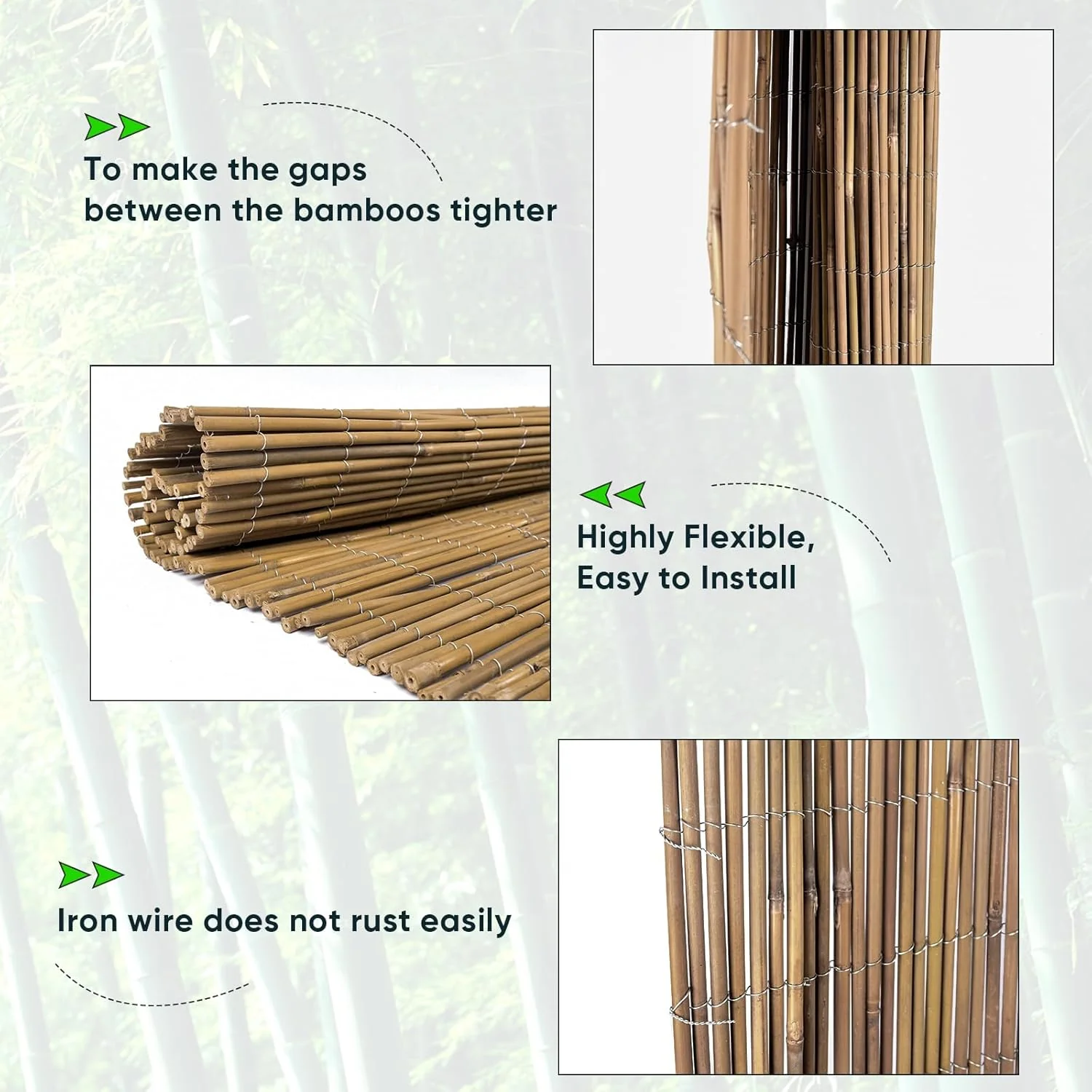 Natural Bamboo Fence, Outdoor Rolled, Decorative Privacy Screen - Image 4