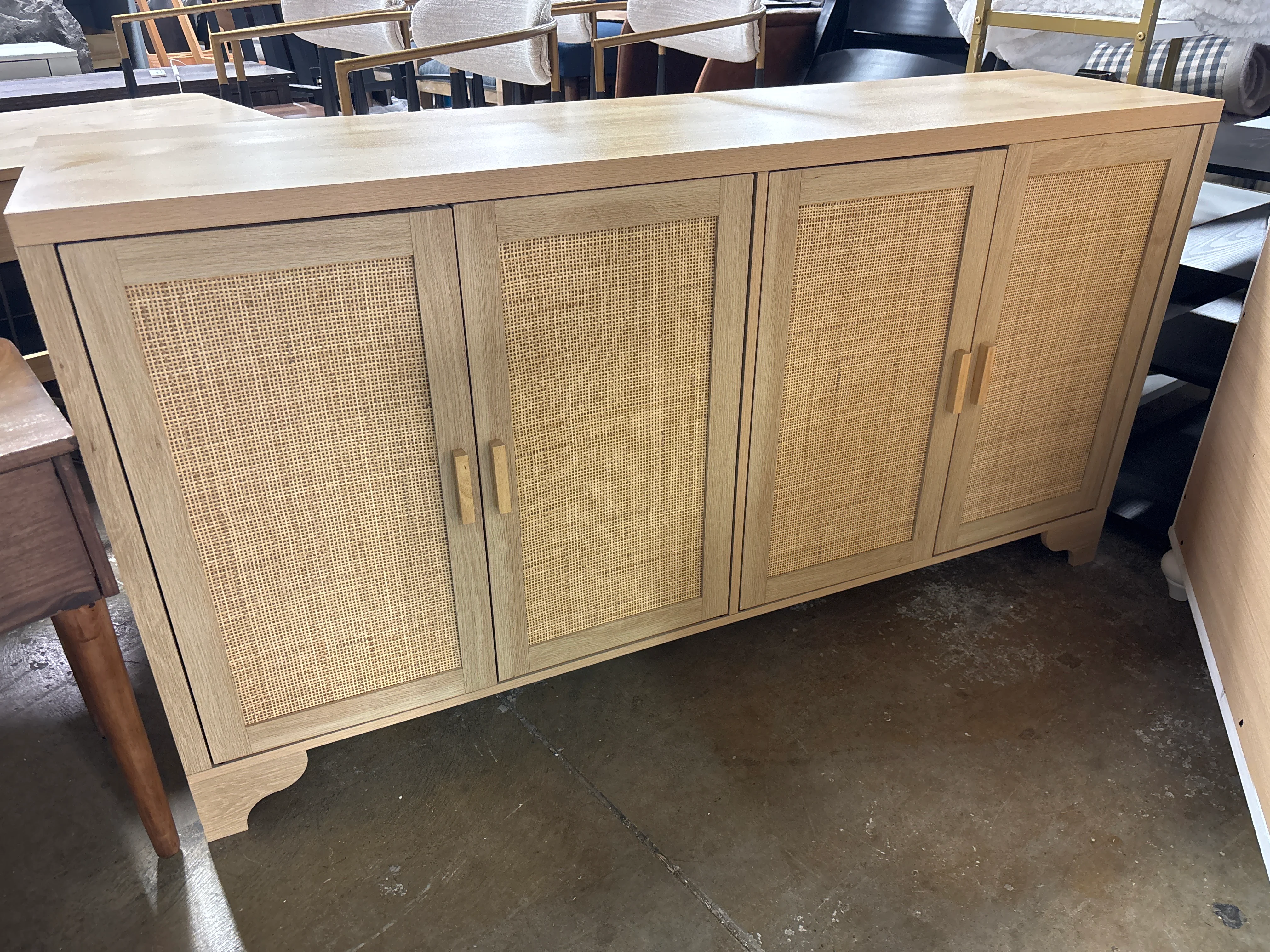 Natural Rattan 4-Door Sideboard Buffet Cabinet SHOWROOM ITEM - Image 2