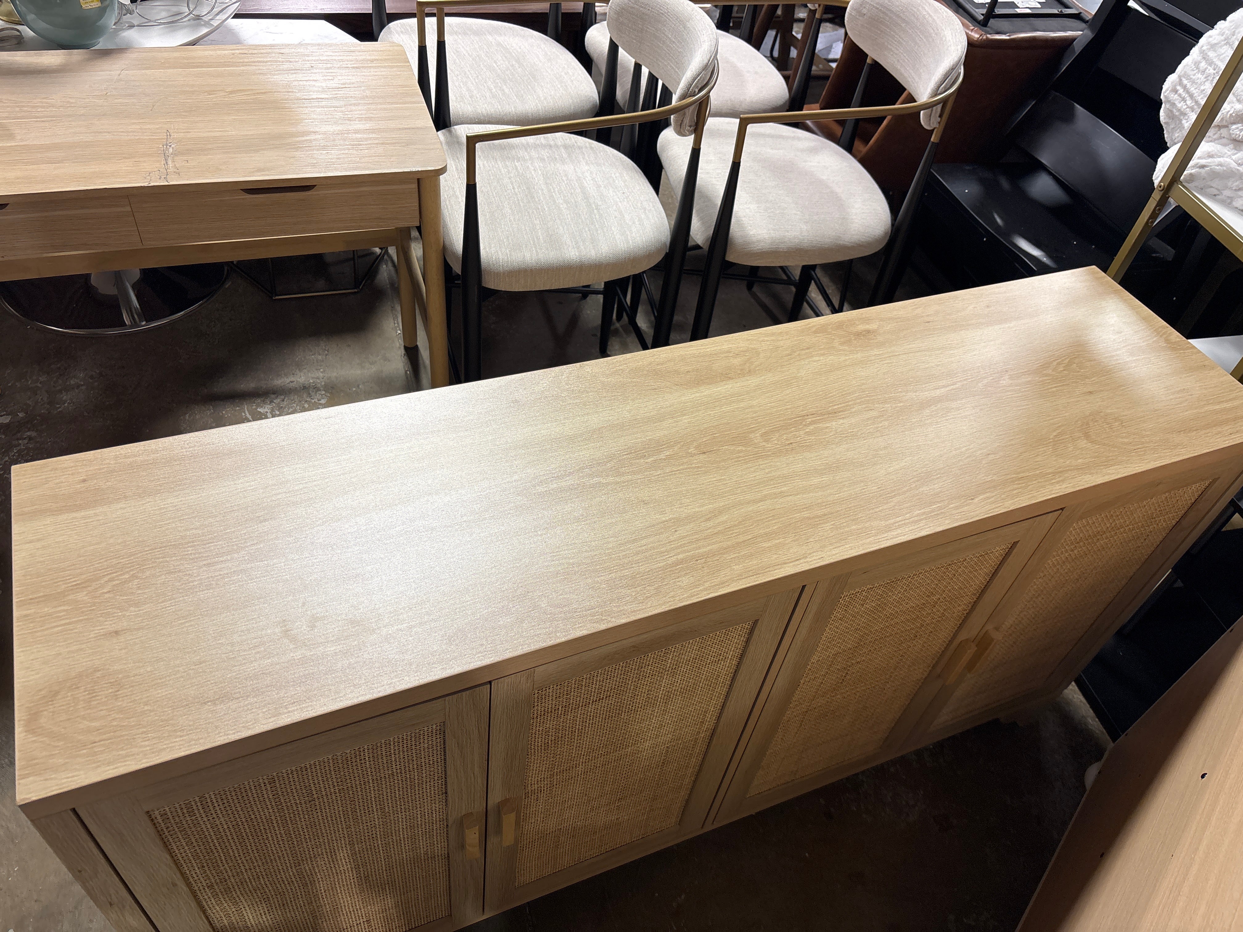 Natural Rattan 4-Door Sideboard Buffet Cabinet SHOWROOM ITEM - Image 5