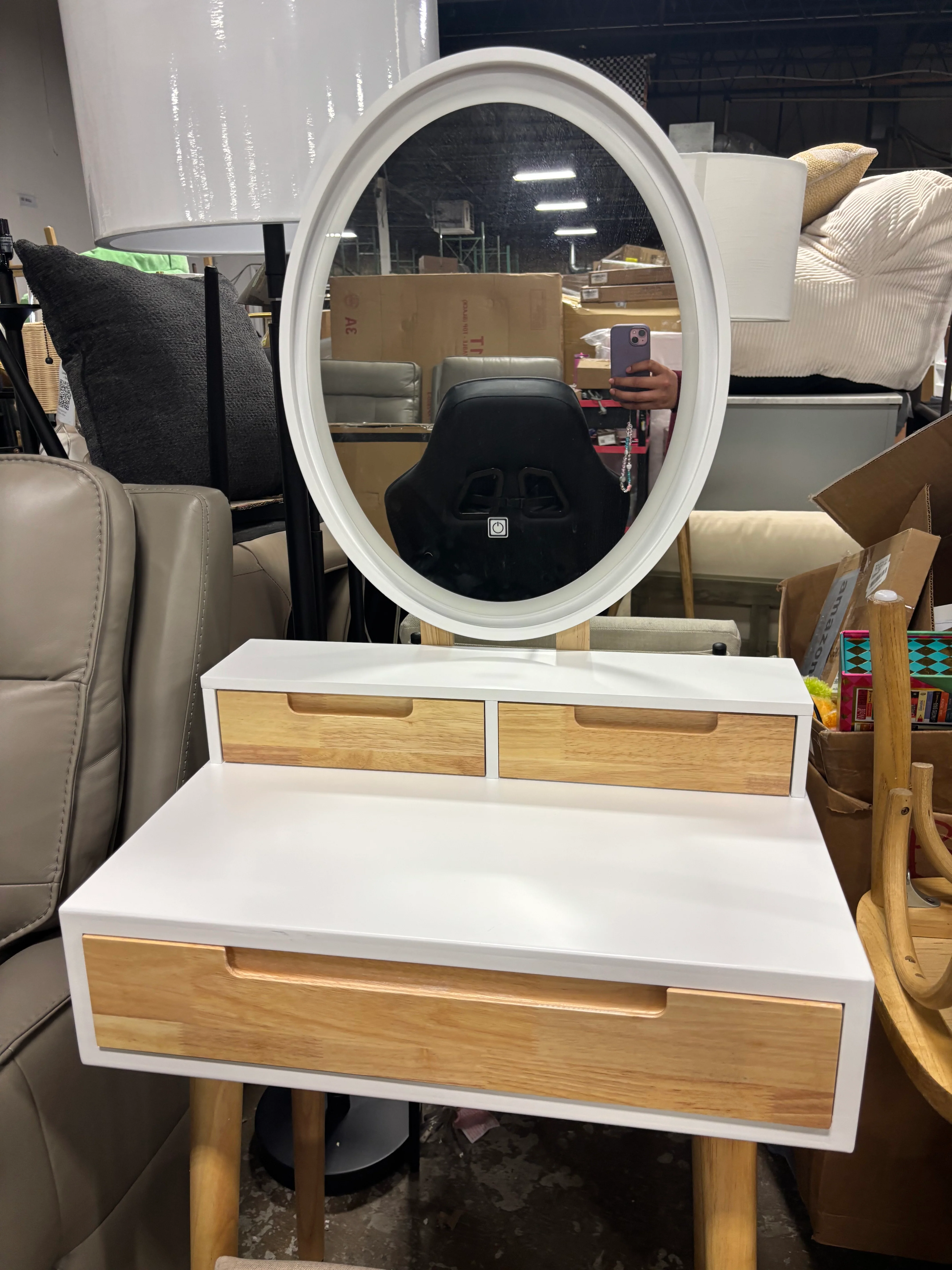 Natural Wood Makeup Vanity Desk SHOWROOM ITEM - Image 3