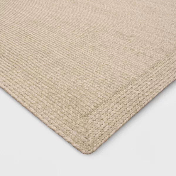 Natural Woven Rectangular Braided Outdoor Rug Heathered Cream 5'x7' - Image 3