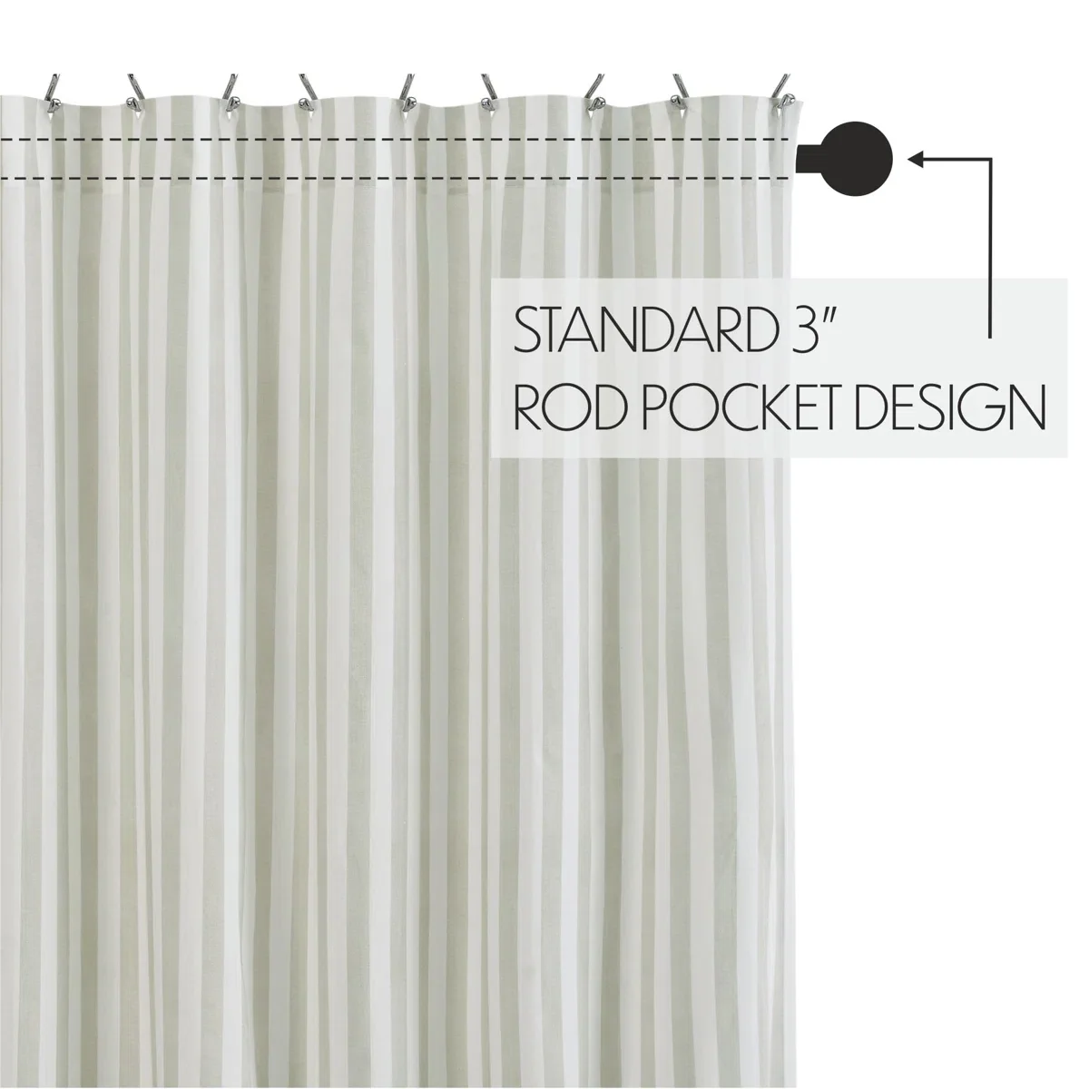 Nessrine Cotton Blend Striped Shower Curtain - Image 3