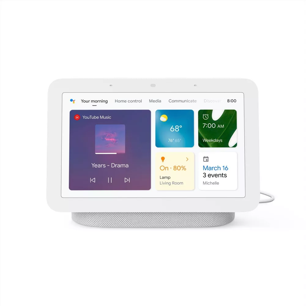 Nest Hub (2nd Gen) Smart Display - Chalk: LED, Bluetooth, Voice Control - Image 3