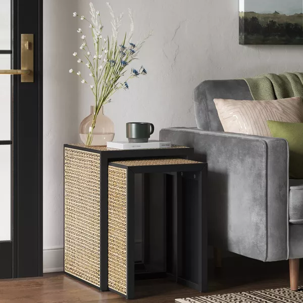 Nesting Accent Table Black/Natural 2-BOXES - Image 5