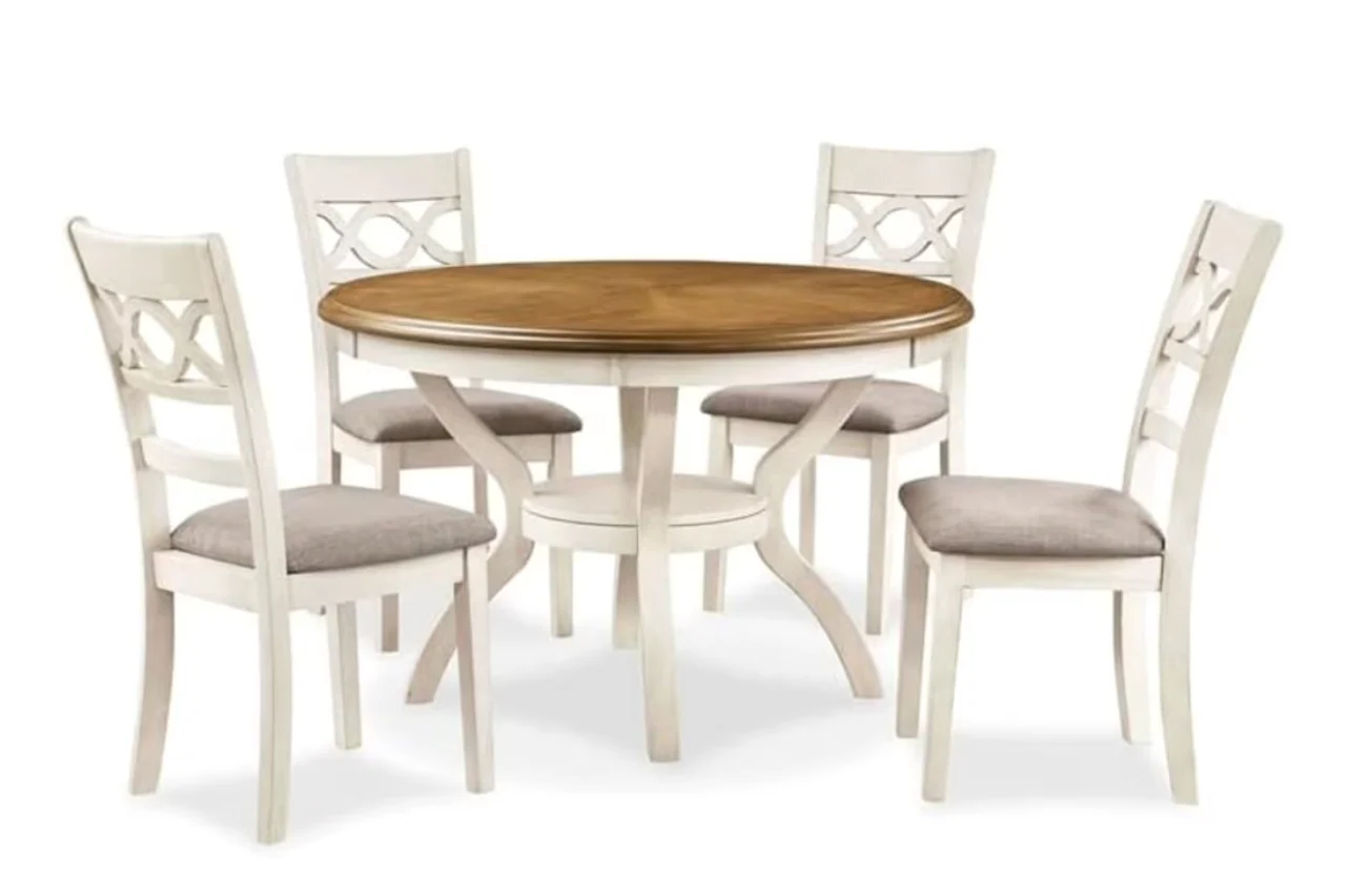 New Classic Furniture Cori 5-Piece Solid Wood Dining Set in Beige/Brown (SET OF 5) SHOWROOM ITEM