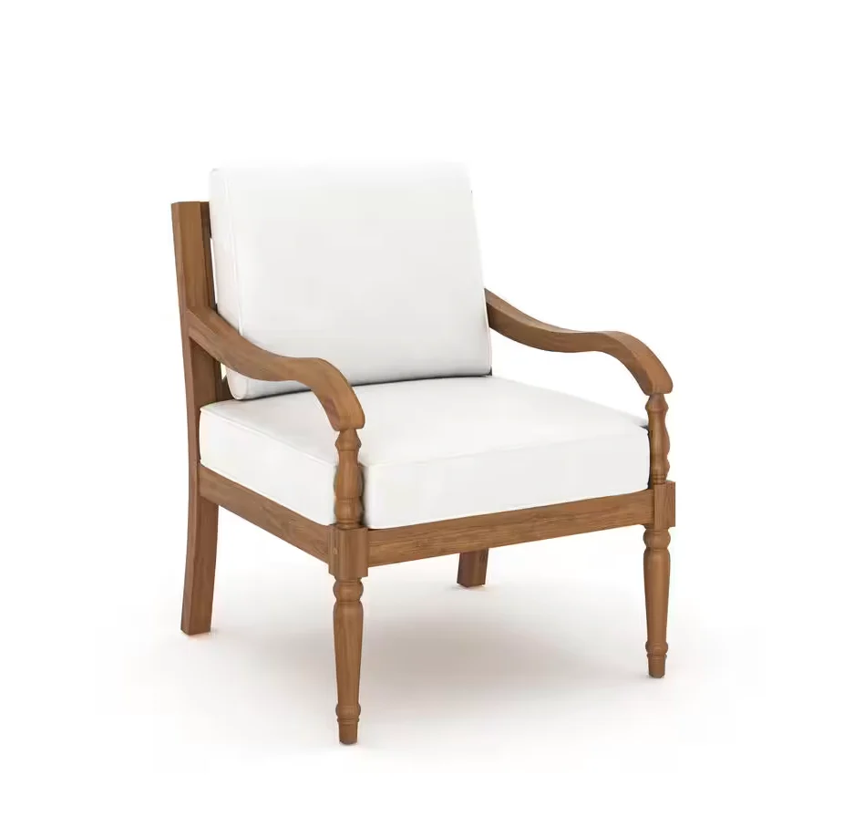 New Classic Furniture, Savannah Wood Patio Club Chair in Natural/White (Set of 2) - SHOWROOM ITEM