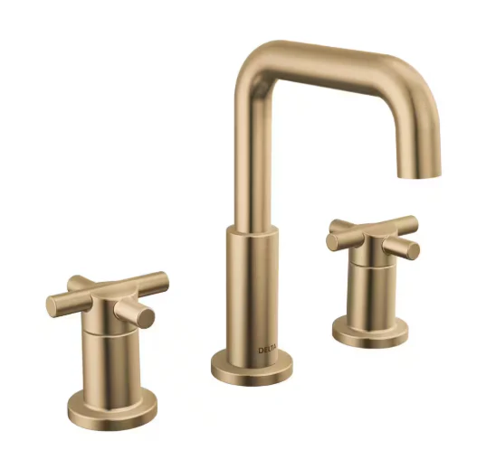 Nicoli Gold Widespread Double Handle Bathroom Faucet in Champagne Bronze,