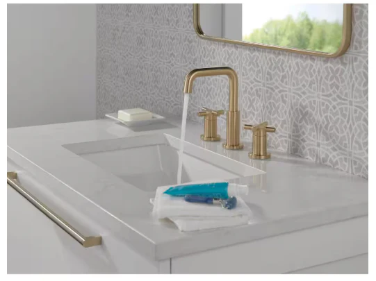 Nicoli Gold Widespread Double Handle Bathroom Faucet in Champagne Bronze, - Image 3