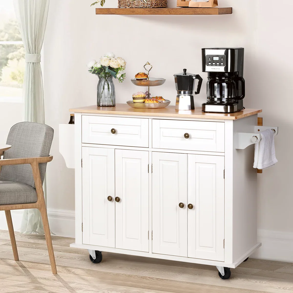 Nikayia Solid Wood Kitchen Island with Drop Leaf - Image 2