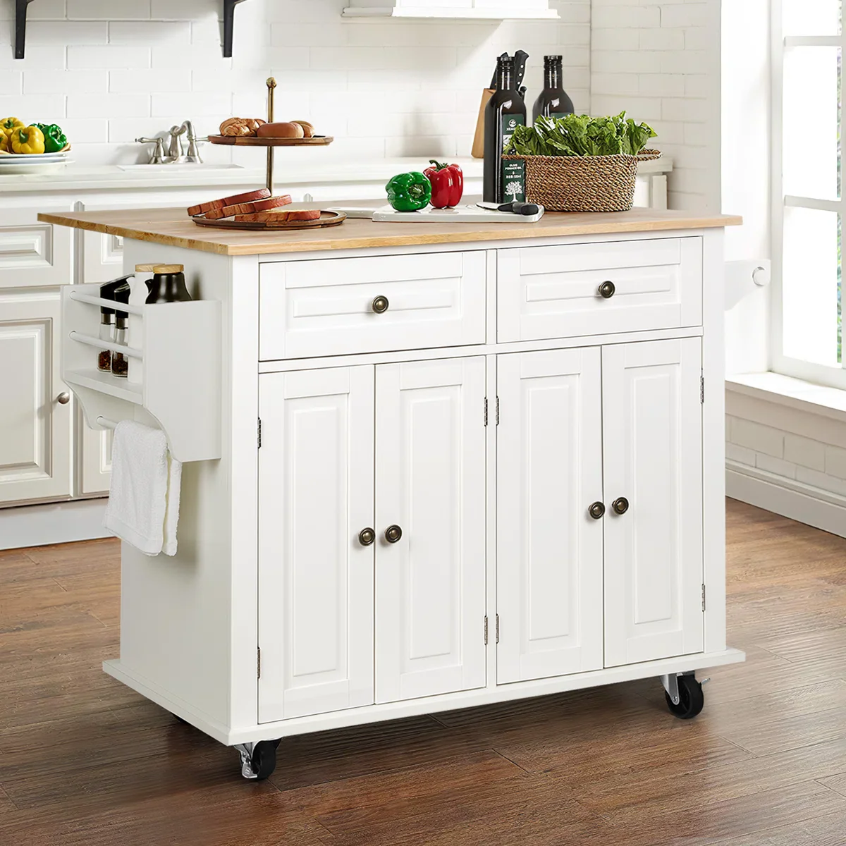 Nikayia Solid Wood Kitchen Island with Drop Leaf - Image 4