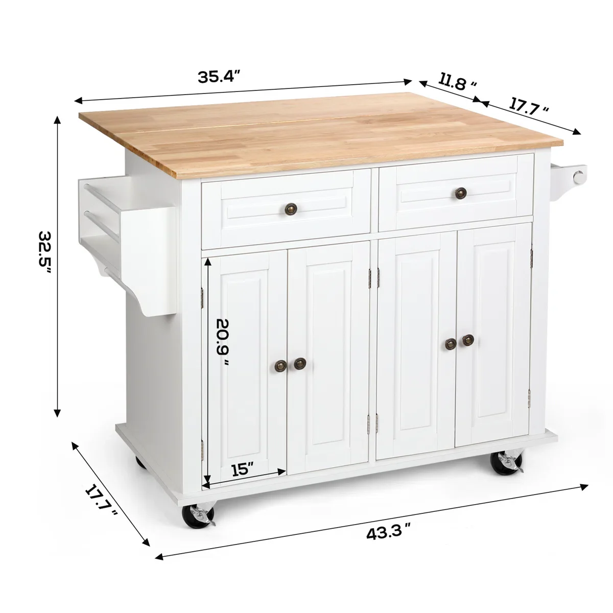 Nikayia Solid Wood Kitchen Island with Drop Leaf - Image 5