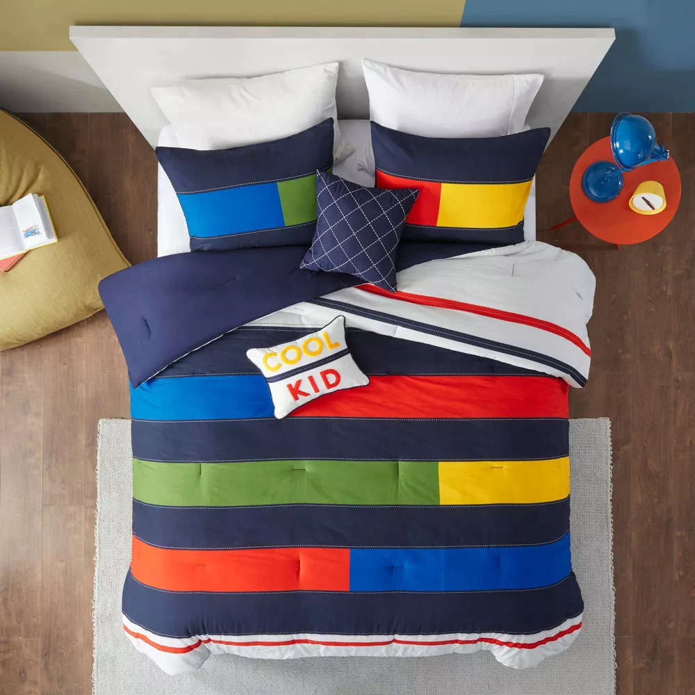 Noah Stripe Print Teen Comforter Set Full/Queen - Image 2