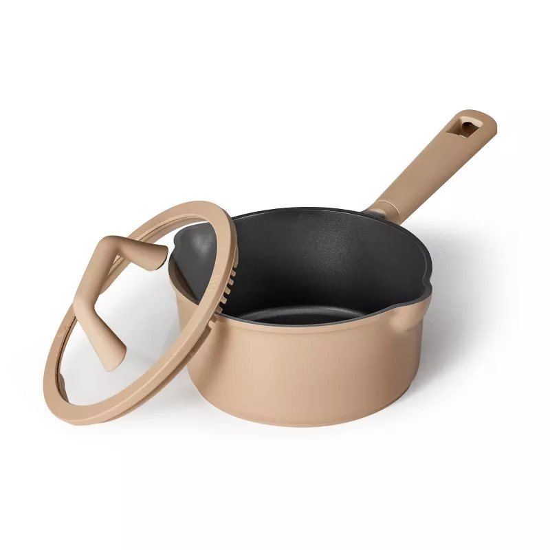Nonstick Sauce Pan with Lid Taupe