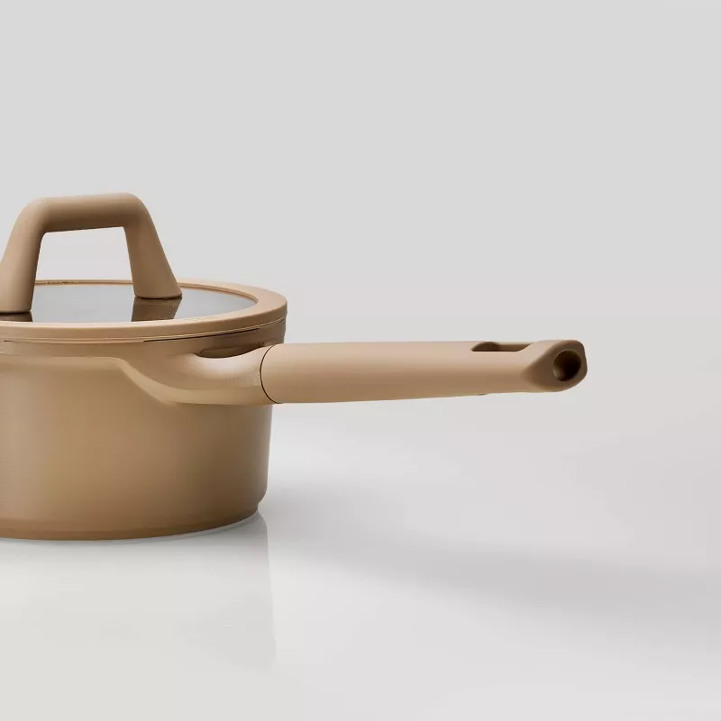 Nonstick Sauce Pan with Lid Taupe - Image 3