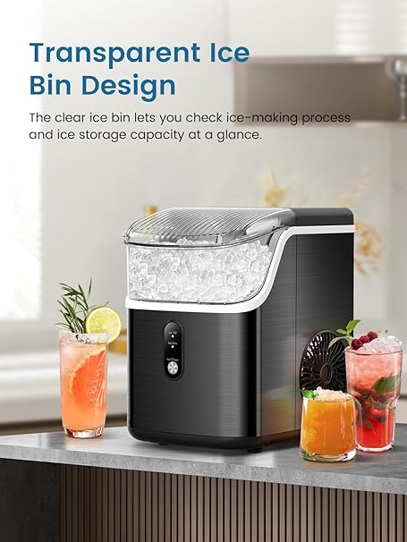 Nugget Ice Makers Countertop, Stainless Steel Black - Image 3
