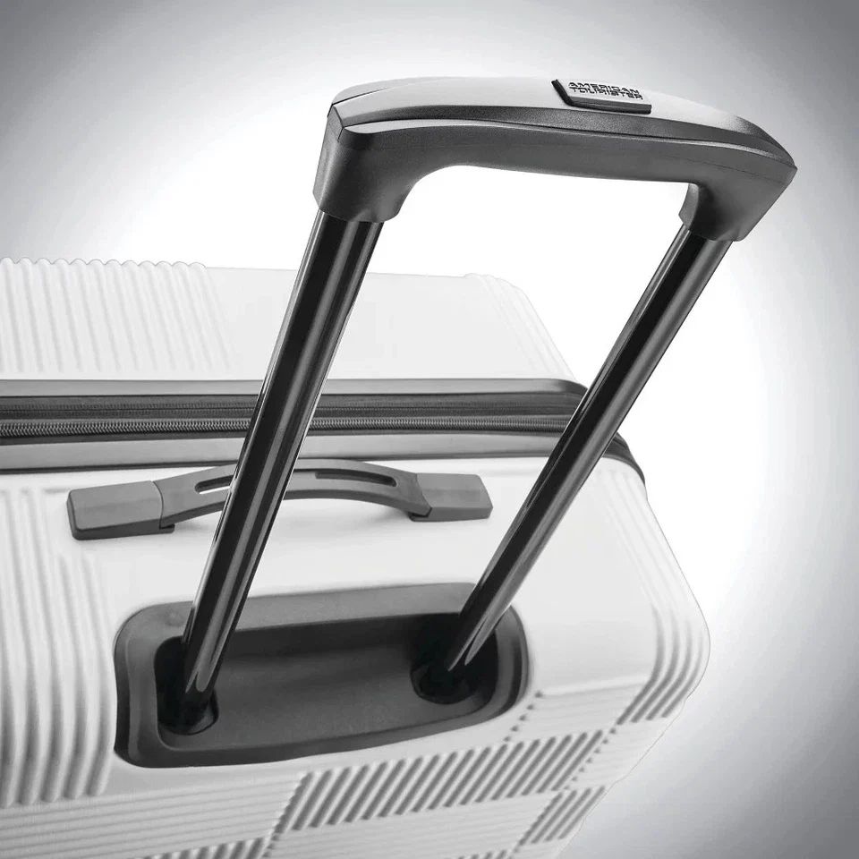 Hardside Large Checked Spinner Suitcase - White - Image 2