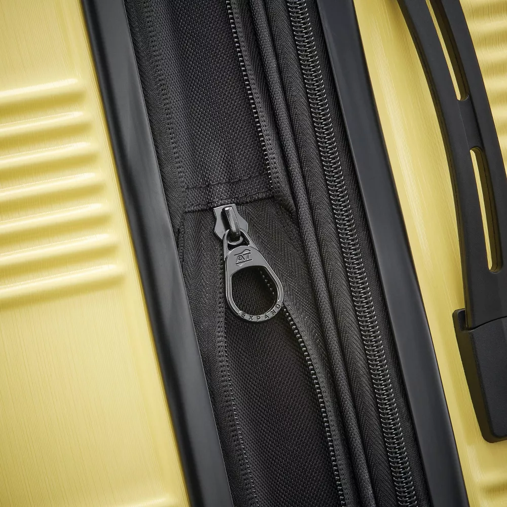 NXT Hardside Large Checked Spinner Suitcase - Yellow - Image 3
